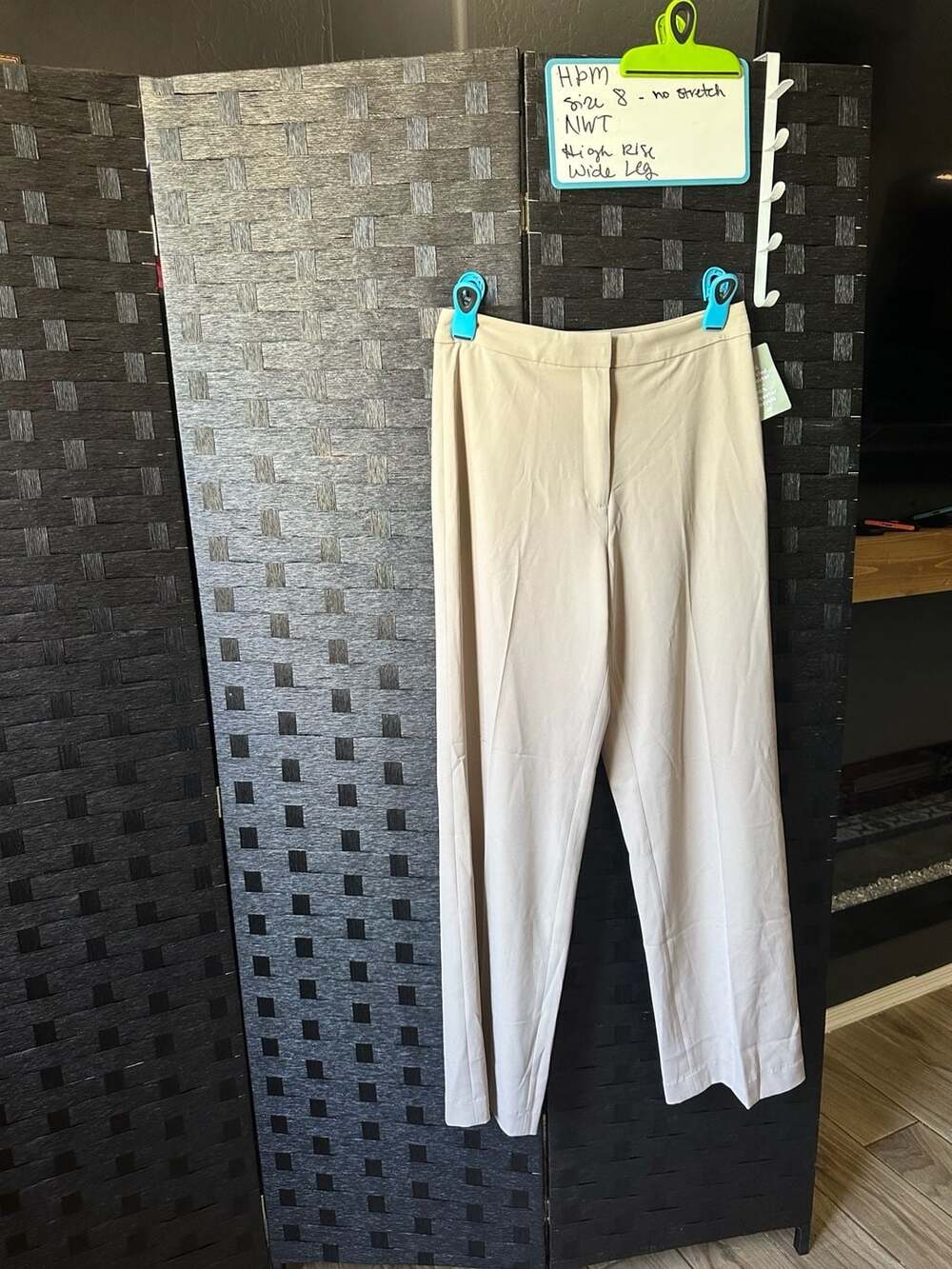 H&M High Rise Wide Leg Trousers Size 8 Beige